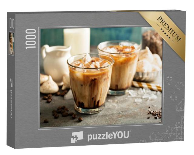 Puzzel 1000 stukjes „Ijskoffie met melk, chocoladesiroop en schuimpjes“