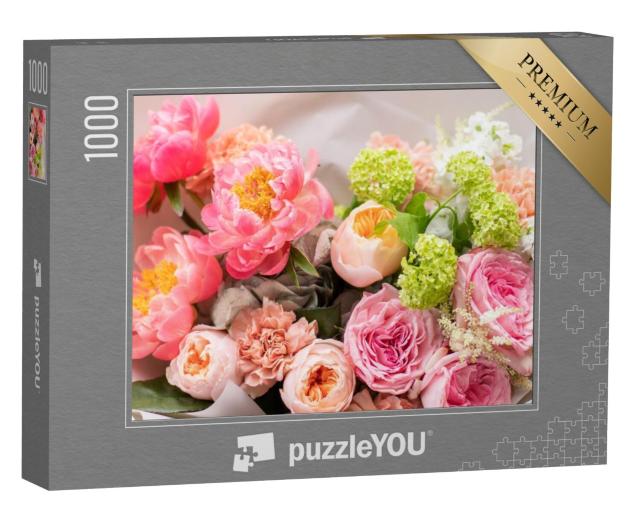 Puzzel 1000 stukjes „Een boeket gemengde bloemen“