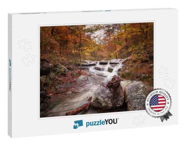 Fall Foliage Waterfall in Ozark Arkansas... Jigsaw Puzzle