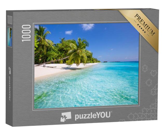 Puzzel 1000 stukjes „Zomerlandschap: tropisch strand met hangmat“