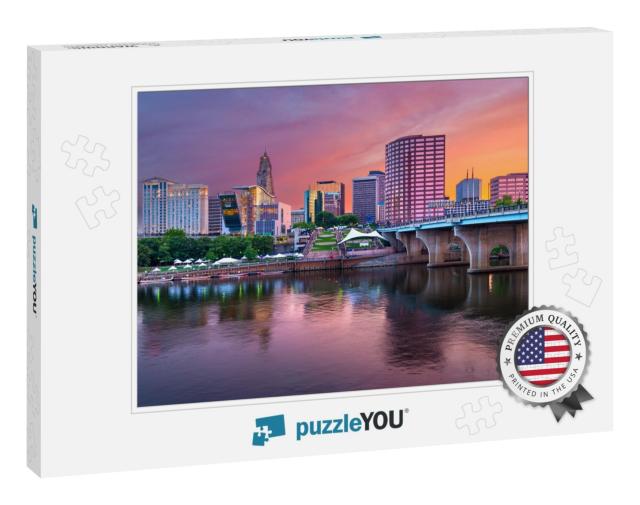 Hartford, Connecticut, USA Downtown Skyline & River At Dus... Jigsaw Puzzle