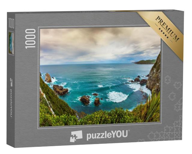 Puzzel 1000 stukjes „Schuimende branding voor de storm, Zuidereiland, Nieuw-Zeeland“