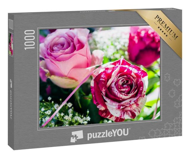 Puzzle 1000 Teile „Abracadabra, eine romantische Floribunda-Rose mit prächtigen Blüten“