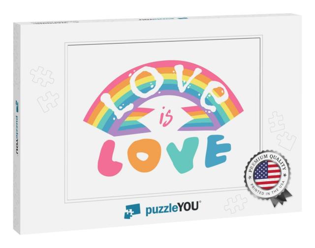 Flat Illustration Rainbow & Text. Cartoon Pride... Jigsaw Puzzle