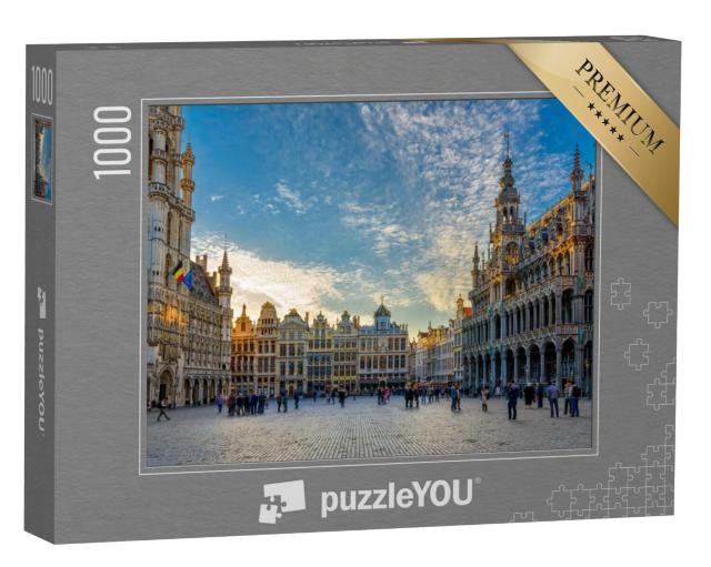 Puzzel 1000 stukjes „Grote Markt met stadhuis en Koninghuis in Brussel, België“