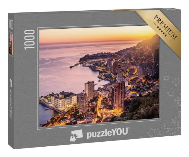 Puzzle 100 Teile „Abendansicht von Montecarlo, Monaco, Cote d'Azur, Europa“