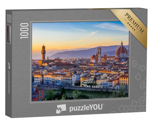 Puzzel 1000 stukjes „Uitzicht op Florence bij zonsondergang, Italië“