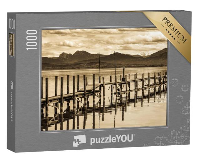 Puzzel 1000 stukjes „Terugblik op de houten voetgangersbrug bij Gstadt am Chiemsee“