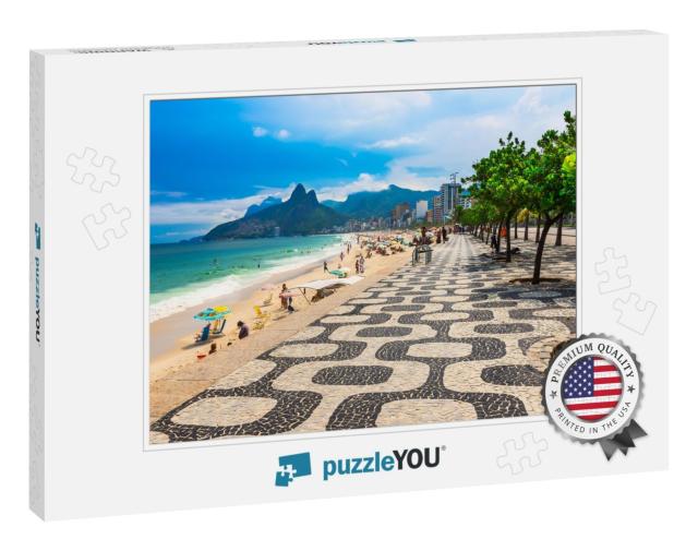 Ipanema Beach with Mosaic of Sidewalk in Rio De Janeiro... Jigsaw Puzzle