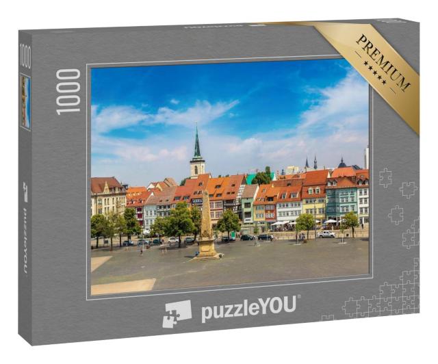 Puzzle 1000 Teile „Historisches Stadtzentrum in Erfurt an einem schönen Sommertag, Deutschland“