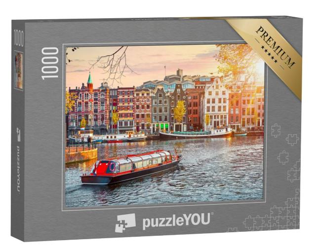 Puzzel 1000 stukjes „Oude gebouwen in Amsterdam, Nederland“