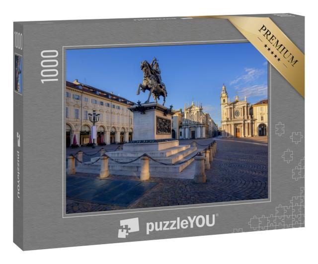 Puzzle „Piazza San Carlo und das Bronzedenkmal von Emmanuel Philibert in Turin“