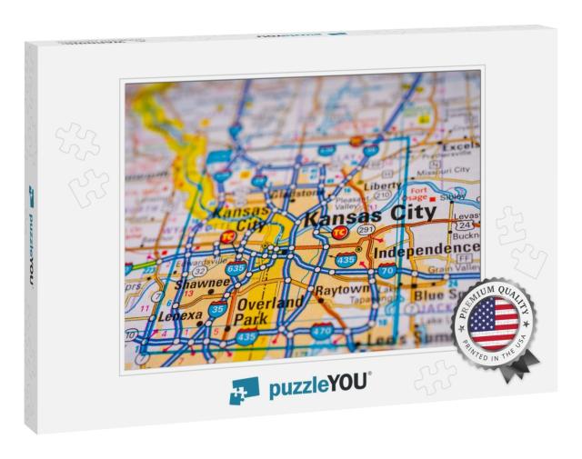 Kansas City on USA Map Travel Background... Jigsaw Puzzle