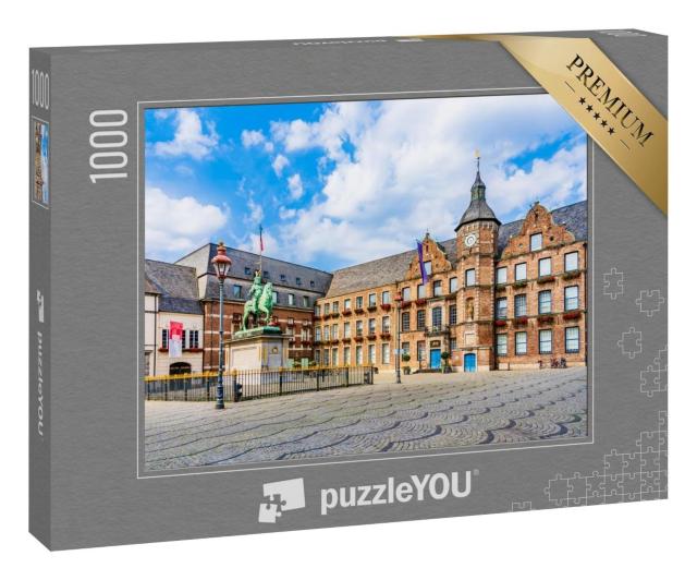 Puzzle 1000 Teile „Rathaus und Reiterstandbild von Jan Wellem, Düsseldorf“