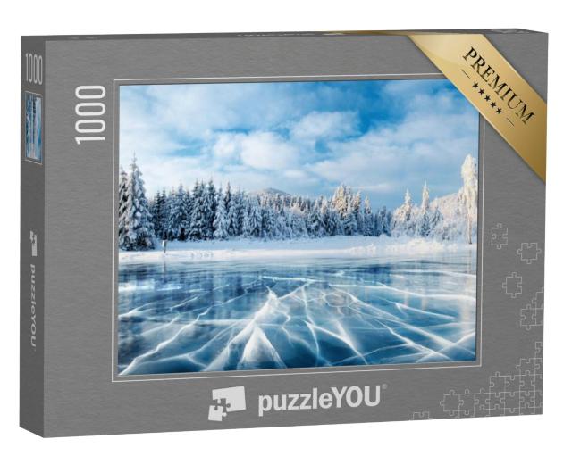 Puzzel 1000 stukjes „Scheuren in het oppervlak van een bevroren meer“