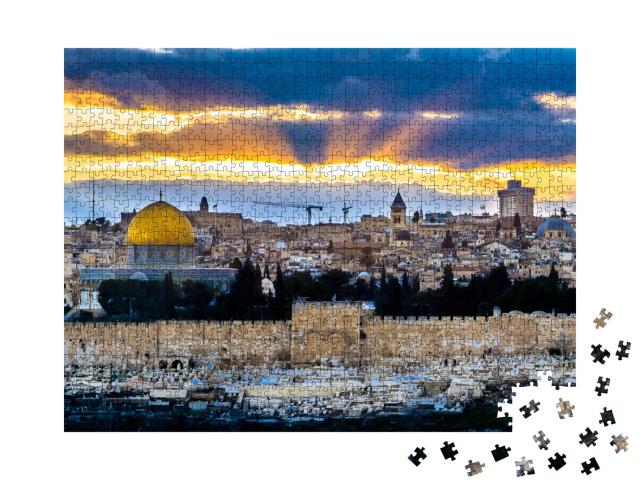Puzzle 1000 Teile „Sonnenstrahlen über der Altstadt von Jerusalem“