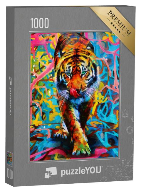 Puzzel 1000 stukjes „Tijgers in felle kleuren“