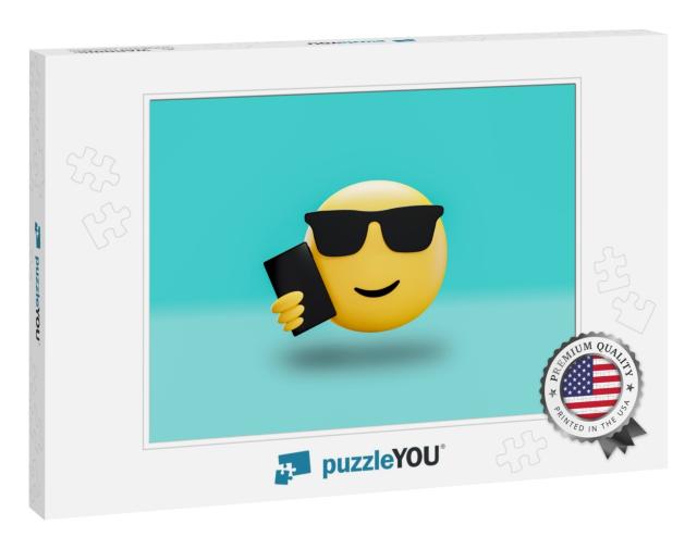 3D Illustration, Bright Cool Selfie Face Emoji Social Med... Jigsaw Puzzle