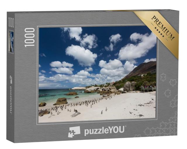 Puzzel 1000 stukjes „Pinguïns wandelen op het strand, Boulders Beach, Kaapstad, Zuid-Afrika“