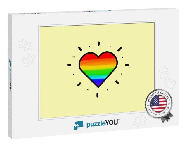 Rainbow Heart Lgbt Pride Bisexual Heart... Jigsaw Puzzle
