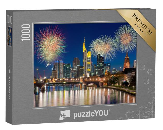 Puzzel 1000 stukjes „Vuurwerk boven Frankfurt am Main, Duitsland“