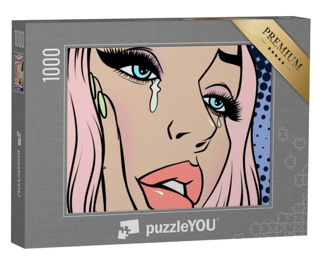 Puzzel 1000 stukjes „Het meisje met het roze haar huilt“