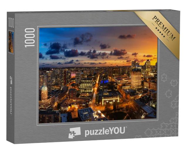 Puzzel 1000 stukjes „Panoramisch uitzicht bij schemering, Vancouver“