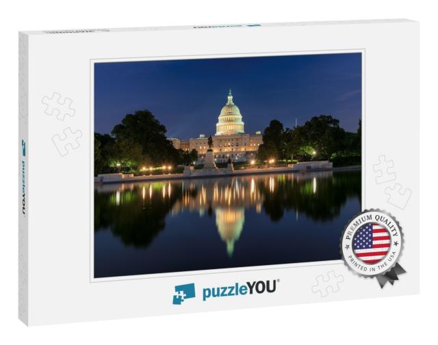 Us Capitol Building At Night, Washington Dc, Usa... Jigsaw Puzzle