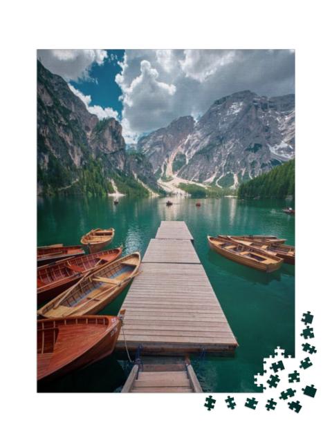 Puzzel 1000 stukjes „Het landschap rond het meer van Braies, Dolomieten, Italië“