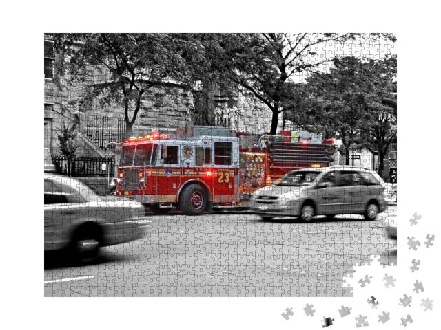 Puzzle 1000 Teile „Lastwagen der New Yorker Feuerwehr beim Einsatz“