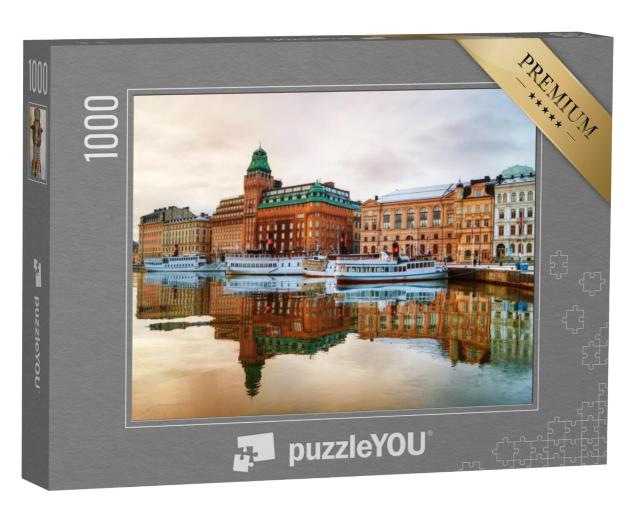 Puzzel 1000 stukjes „Zicht op het centrum van Stockholm bij zonsopgang“