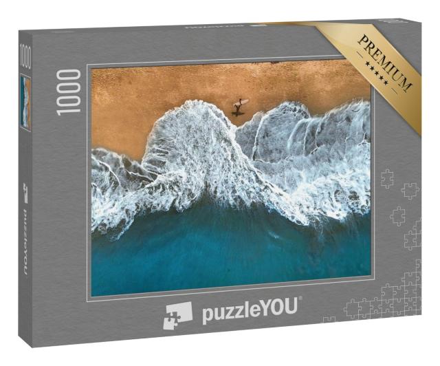 Puzzle 1000 Teile „Vogelperspektive: Surfer am Strand“