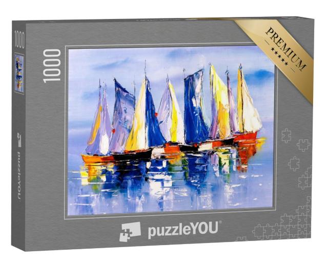 Puzzel 1000 stukjes „Olieverfschilderij: Zeilboot“