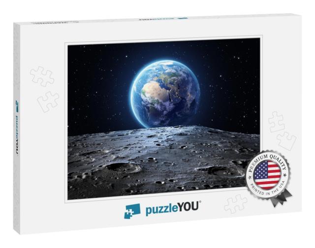 Blue Earth Seen from the Moon Surface Elements of This Im... Jigsaw Puzzle