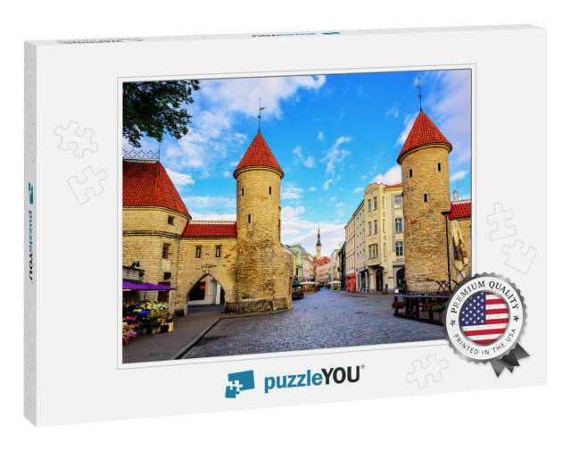 Twin Towers of Viru Gate in the Old Town of Tallinn, Esto... Jigsaw Puzzle