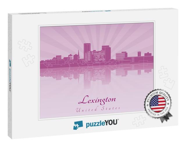 Lexington Skyline in Purple Radiant Orchid in Editable Ve... Jigsaw Puzzle