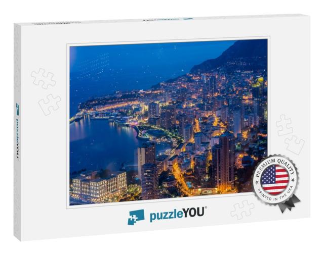 Night View of Monaco from Mountain... Jigsaw Puzzle