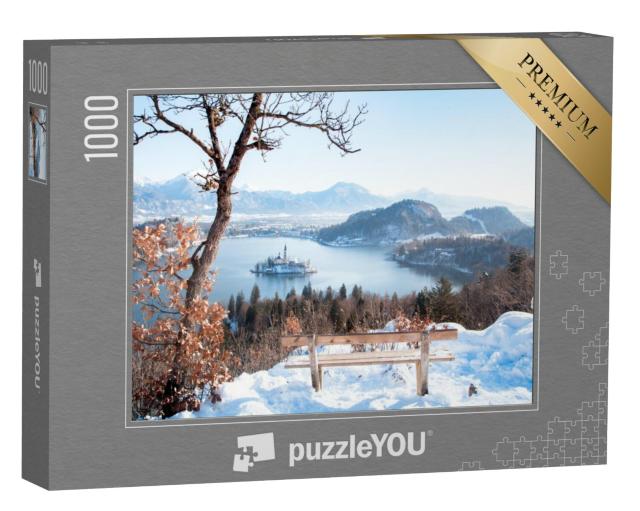 Puzzel 1000 stukjes „Uitzicht op het meer van Bled met het eiland Bled, Slovenië“