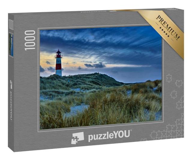 Puzzle 1000 Teile „Sonnenuntergang am Leuchtturm auf Sylt, List, Deutschland“