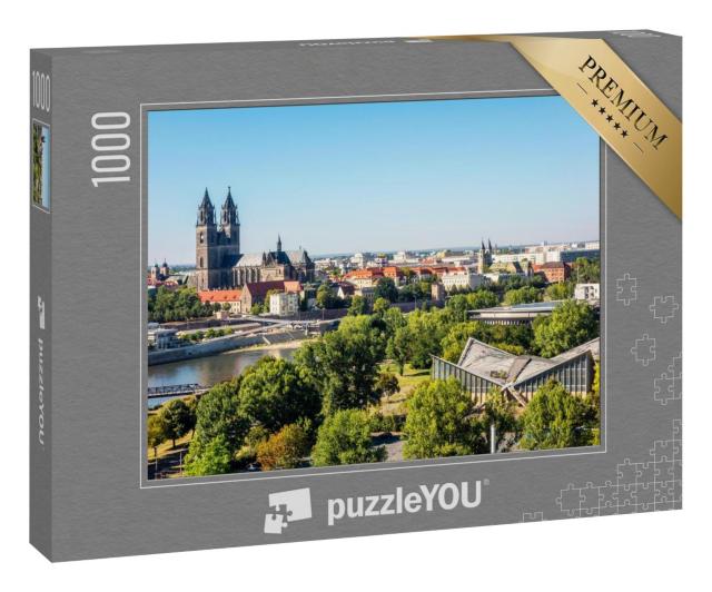Puzzle 1000 Teile „Ansicht aus Magdeburg, Sachsen-Anhalt, Deutschland“
