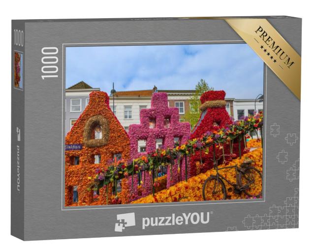 Puzzel 1000 stukjes „Standbeeld van tulpen bij het bloemencorso in Haarlem“