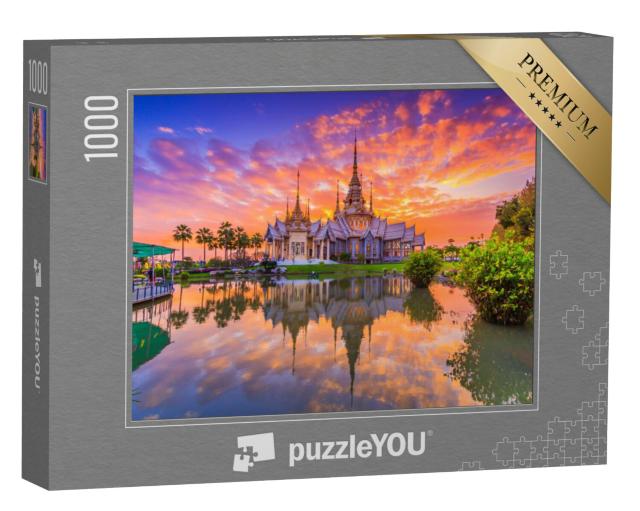 Puzzel 1000 stukjes „Zonsondergang boven de tempel Wat Thai, Thailand“