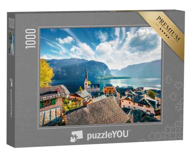 Puzzel 1000 stukjes „Zonnige herfst boven Hallstatt, Salzkammergut, Oostenrijk“