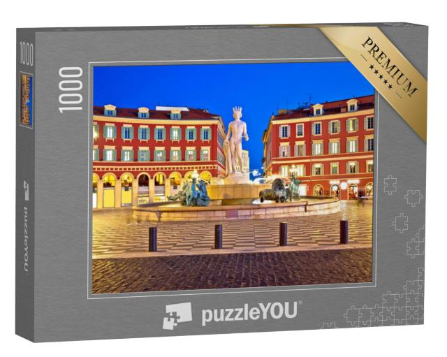 Puzzel 1000 stukjes „Nice: Place Massena in de avond, Frankrijk“