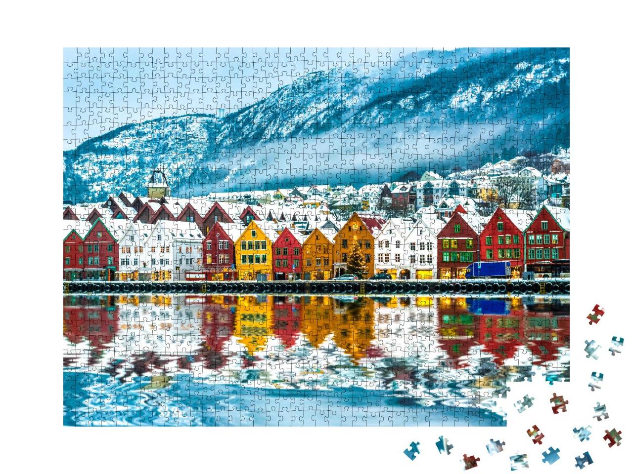 Puzzle 1000 Teile „Blick auf Bergen, Norwegen“