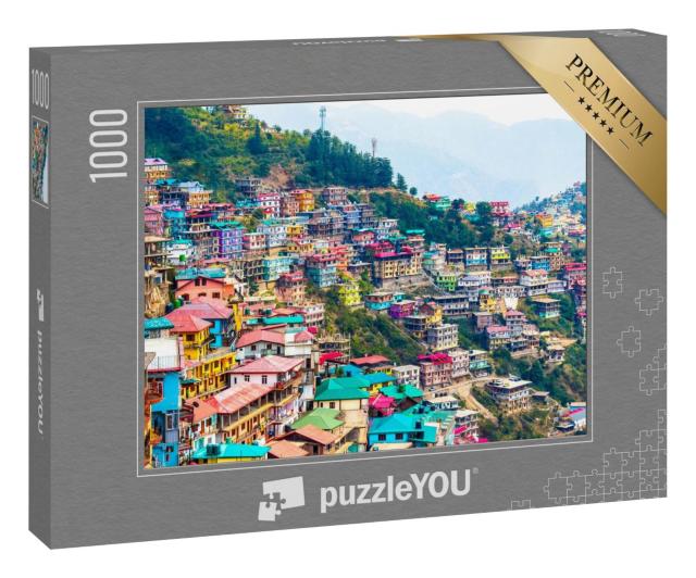 Puzzle 1000 Teile „Buntes Dorf: Shimla in Himachal Pradesh, Indien“