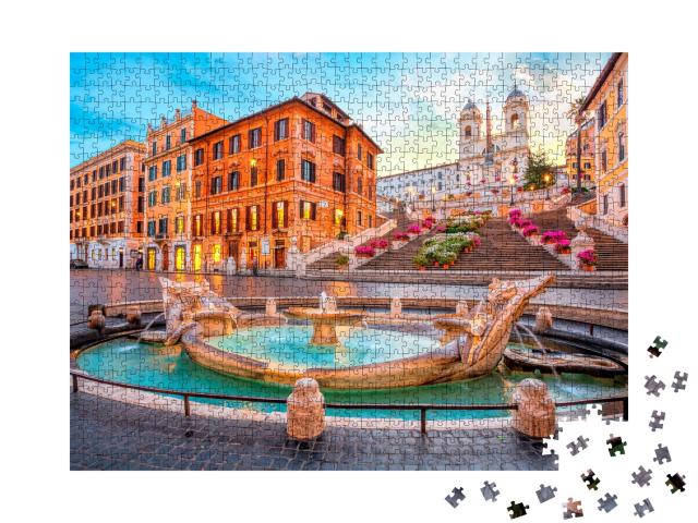 Puzzle 1000 Teile „Spanische Treppe: Rom am Morgen, Italien“