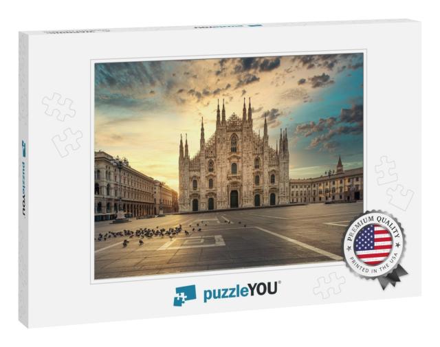 Duomo, Milan Gothic Cathedral At Sunrise, Italy, Europe... Jigsaw Puzzle