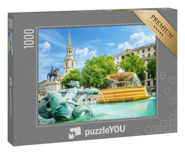 Puzzle 1000 Teile „Springbrunnen auf dem Trafalgar Square an einem hellen Sommertag“