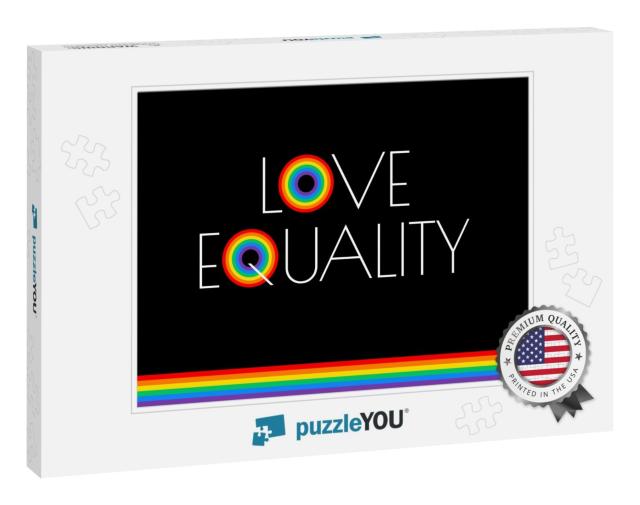 Pride Month Love & Equality Rainbow Flag Illustration... Jigsaw Puzzle
